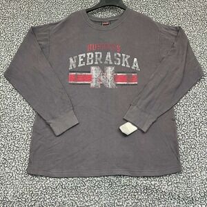 Nebraska Cornhuskers Sweatshirt Men Medium Gray Genuine Stuff Long Sleeve New‎